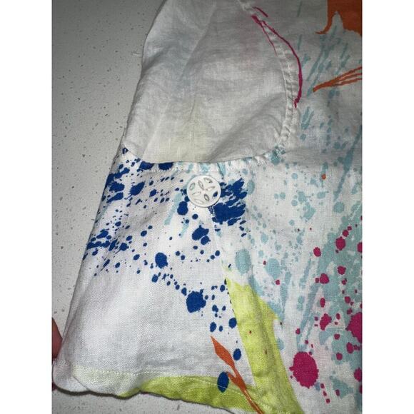 Ali Meyers Scoop Neck Tunic Top Linen Fun Colorful M artsy Lagenlook vacation - Picture 9 of 10